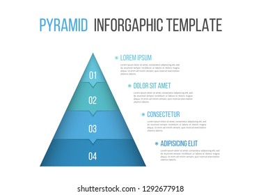 Pyramid infographic template with four elements, vector eps10 illustration