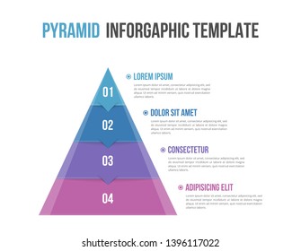 Pyramid infographic template with four elements, vector eps10 illustration