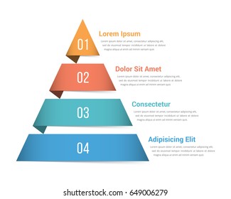 Pyramid infographic template with four elements, vector eps10 illustration