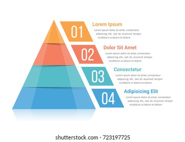 Pyramid infographic template with four elements, vector eps10 illustration