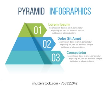 Pyramid infographic template with four elements, vector eps10 illustration