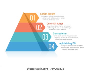 Modelo infográfico pirâmide com quatro elementos, ilustração vetorial eps10