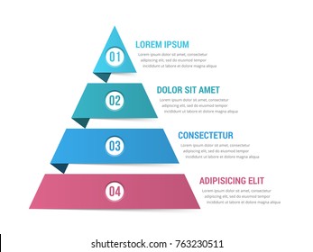 Pyramid infographic template with four elements, vector eps10 illustration