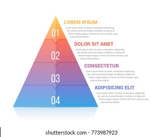 Pyramid infographic template with four elements, soft gradint colors, vector eps10 illustration