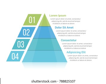 Pyramid infographic template with four elements, vector eps10 illustration