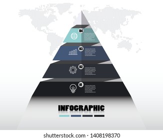 Pyramid infographic template with four elements,for business presentstion. vector design. eps.10 