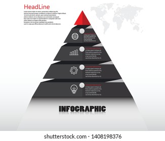 Pyramid infographic template with four elements,for business presentstion. vector design. eps.10 