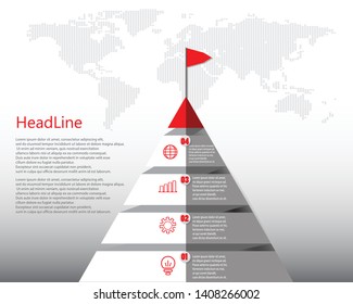 Pyramid infographic template with four elements,for business presentstion. vector design. eps.10 