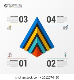 Pyramid infographic template with four steps. Vector illustration