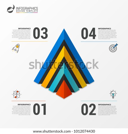 Pyramid infographic template with four steps. Vector illustration
