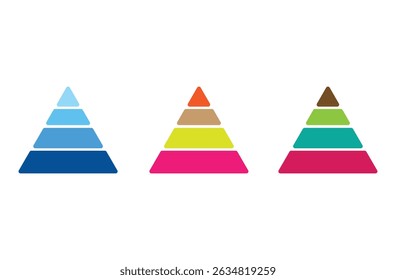 Pyramid infographic template icon. levels with colors for business concept. Levels of triangular pyramid. vector illustration on white background. Eps file 88.