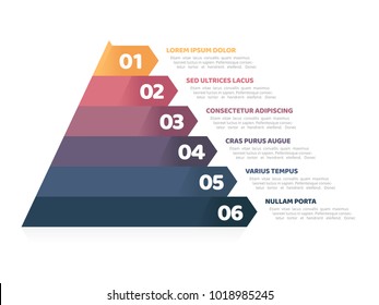 Pyramid infographic template with six elements