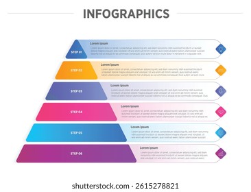 Pyramid Infographic Template SIX Elements for Business Stock Vector