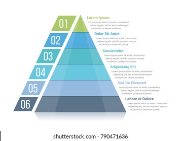 Pyramid infographic template with six elements, vector eps10 illustration