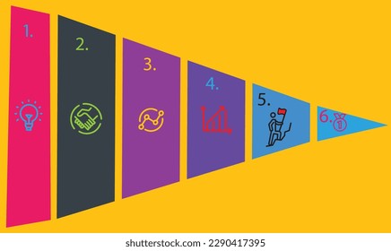 Pyramid infographic template with six options and charts.Vector eps10 illustration
