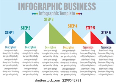 Pyramid infographic template. six-option information template. web, internet, annual report, magazine infographic template. education and science information template