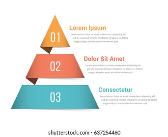 Pyramid infographic template with three elements, vector eps10 illustration