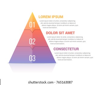 Pyramid infographic template with three elements, soft gradint colors, vector eps10 illustration