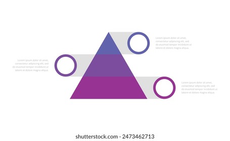 Pyramiden-Infografik-Vorlage mit drei Ebenen oder Stufen. Folie für die Geschäftspräsentation.