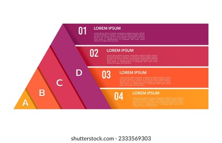 Pyramid infographic template vector with 4 lists and 4 options. Business presentation. Vector illustration.