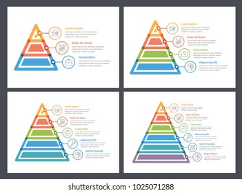 Pyramid infographic templates, 3, 4, 5 and 6 elements, vector eps10 illustration