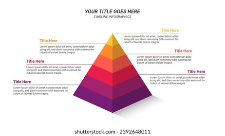 Pyramid Infografiken von 1 bis 6 Stufen auf einem 16:9 Ratio Layout für Geschäftspräsentationen, Planung, Management und Evaluierung.