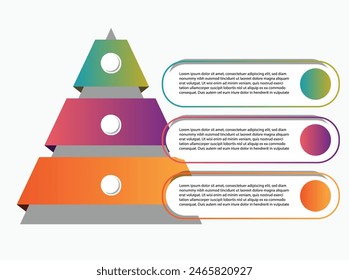 Pyramid for infographics chart diagram vector image.3D pyramid infographic template for business, education, web design, banners, brochures, flyers, diagram, workflow, timeline. Vector tiga