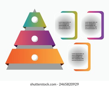 Pyramid for infographics chart diagram vector image.3D pyramid infographic template for business, education, web design, banners, brochures, flyers, diagram, workflow, timeline.vector