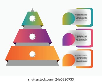 Pyramid for infographics chart diagram vector image.3D pyramid infographic template for business, education, web design, banners, brochures, flyers, diagram, workflow, timeline. Vector color