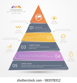 Pyramid Infographics design template with business icons, process diagram, vector eps10 illustration