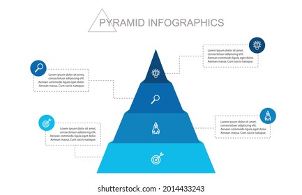 Pyramid Infographics. Funnel Pyramid with 5 charts
