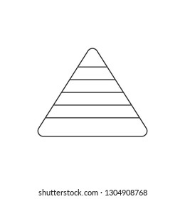 Pyramid for infographics. Linear diagram, chart with 6 steps, levels. Vector illustration isolated on white background.