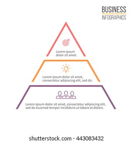 Pyramid For Infographics. Minimalistic Diagram, Chart With 3 Steps, Levels. Vector Design Element.