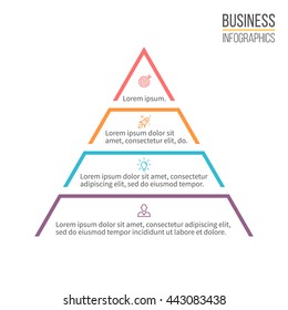 Pyramid For Infographics. Minimalistic Diagram, Chart With 4 Steps, Levels. Vector Design Element.