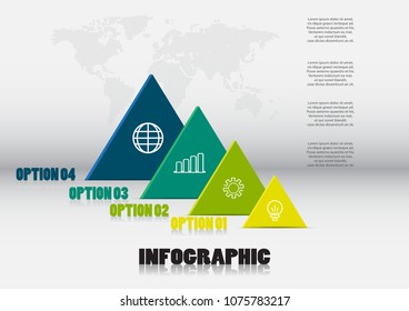 Pyramid infographics presentation template, for business with four options infographics,and  vector illustration eps.10