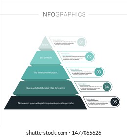 Pyramid Infografik-Vorlage mit 5 Optionen und Diagrammen. Vektoreps10 Illustration.