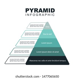 Pyramid Infographics template with 5 options and charts. Vector eps10 illustration.