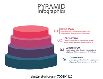 Pyramid Infographics. Infographics template with four options. Vector illustration.