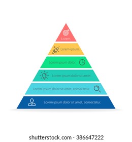 Pyramid Infographics. Triangle diagram, chart with 6 steps, options, parts, processes.