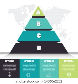 pyramid infograpics with 4 options or steps. for business concept. Can be used for business or education presentations banner, workflow layout, process diagram, flow chart, info graph
vector eps.10
