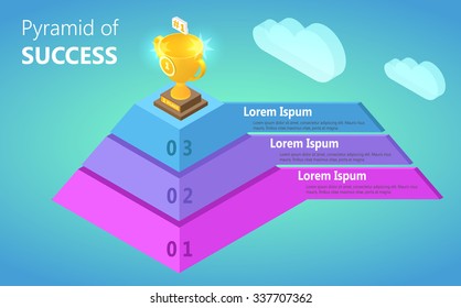 Pyramid isometric - business elements infographics 
