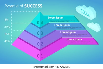  Pyramid isometric - business elements infographics 