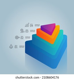 informe de elemento de presentación de infografía isométrica piramidal con iconos de negocios 4 opciones ilustración vectorial de fondo