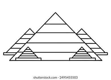 Pyramid of Khufu line art illustration capturing ancient Egyptian monumental design