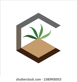 Pyramid in letter G with leaves
