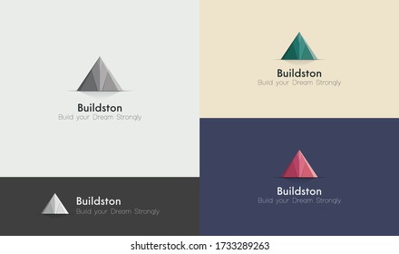 Pyramid like triangle shape business logo - vector stock