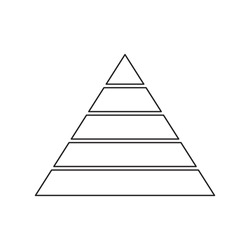 Pyramid Line Icon For Infographics. Triangle Outline With 5 Levels. Hierarchy Design Graphic Element. Vector Isolated On White