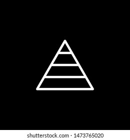 Pyramid Line Icon On Black Background. Black Flat Style Vector Illustration
