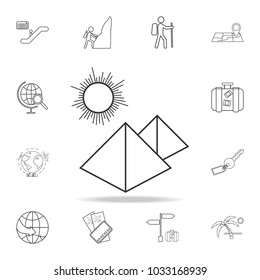 pyramid line Icon. Set of Tourism and Leisure icons. Signs, outline furniture collection, simple thin line icons for websites, web design, mobile app, info graphics on white background