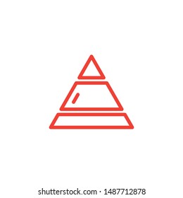 Pyramid Line Red Icon On White Background. Red Flat Style Vector Illustration.